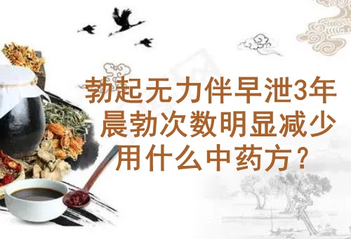 武汉男性专科厉害的中医院鲁本堂：勃起无力伴早泄3年晨勃次数明显减少用什么中药方？
