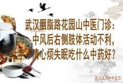 武汉胭脂路花园山中医门诊：中风后右侧肢体活动不利，吐字不清心烦失眠