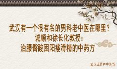 武汉有一个很有名的男科老中医在哪里？诚顺和徐长化教授：治腰臀酸困阳