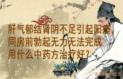 徐长化教授：肝气郁结肾阴不足引起阳痿，同房前勃起无力无法完成用什么