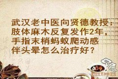 武汉老中医向贤德教授：肢体麻木反复发作2年，手指末梢蚂蚁爬动感伴头晕