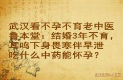 武汉看不孕不育老中医鲁本堂：结婚3年不育，耳鸣下身畏寒伴早泄吃什么中