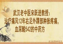 武汉老中医宋跃进教授：治疗痛风12年右足外踝部肿胀疼痛，血尿酸542的中