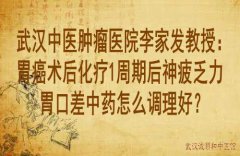 武汉中医肿瘤医院李家发教授：胃癌术后化疗1周期后神疲乏力胃口差中药怎