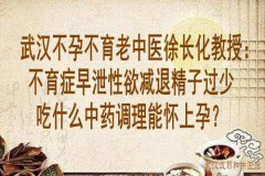 武汉不孕不育老中医徐长化教授：不育症早泄性欲减退精子过少吃什么中药