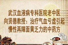 武汉血液病专科医院老中医向贤德教授：治疗气血亏虚引起慢性再障面黄乏