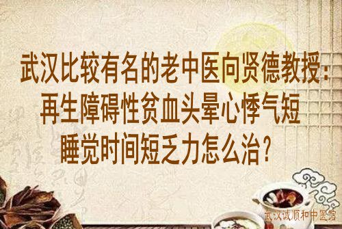 武汉比较有名的老中医向贤德教授：再生障碍性贫血头晕心悸气短睡觉时间短乏力怎么治？