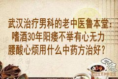 武汉治疗男科的老中医鲁本堂：嗜酒30年阳痿不举有心无力腰酸心烦用什么