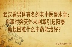 武汉看男科有名的老中医鲁本堂：房事时突受外来刺激引起阳痿勃起困难什