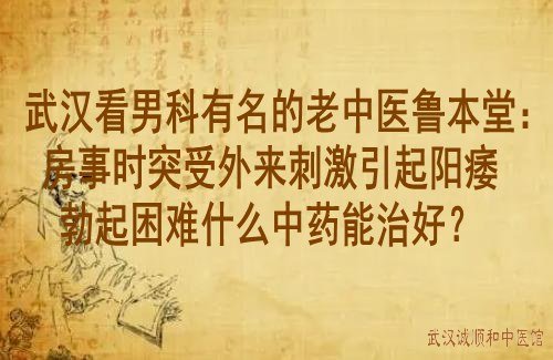 武汉看男科有名的老中医鲁本堂：房事时突受外来刺激引起阳痿勃起困难什么中药能治好？