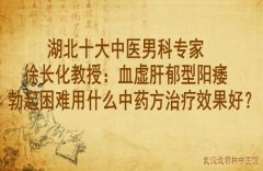 湖北十大中医男科专家徐长化教授：血虚肝郁型阳痿勃起困难用什么中药方