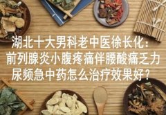 湖北十大男科老中医徐长化：前列腺炎小腹疼痛伴腰酸痛乏力尿频急中药怎