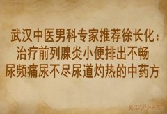 武汉中医男科专家推荐徐长化：治疗前列腺炎小便排出不畅尿频痛尿不尽尿