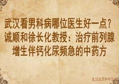 武汉看男科病哪位医生好一点？诚顺和徐长化教授：治疗前列腺增生伴钙化