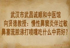 武汉市武昌诚顺和中医馆向贤德教授：慢性鼻窦炎伴过敏鼻塞流脓涕打喷嚏