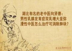湖北有名的老中医向贤德：男性乳腺发育症双乳增大呈弥漫性中医怎么治疗