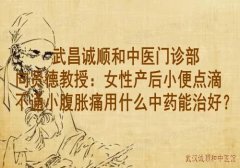 武昌诚顺和中医门诊部向贤德教授：女性产后小便点滴不通小腹胀痛用什么