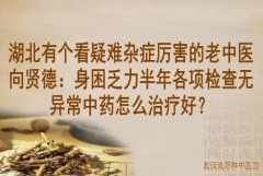 湖北有个看疑难杂症厉害的老中医向贤德：身困乏力半年各项检查无异常中