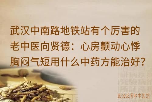 武汉中南路地铁站有个厉害的老中医向贤德：心房颤动心悸胸闷气短用什么中药方能治好？