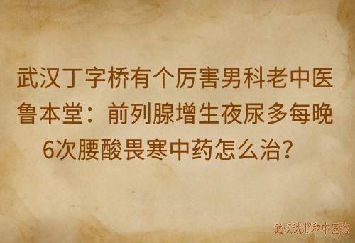 武汉丁字桥有个厉害的男科老中医鲁本堂：前列腺增生夜尿多每晚6次腰酸畏寒中药怎么治？