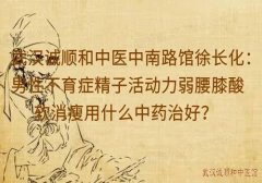 武汉诚顺和中医中南路馆徐长化：男性不育症精子活动力弱腰膝酸软消瘦用