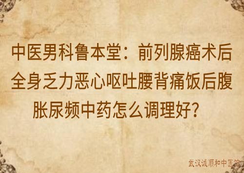 中医男科鲁本堂：前列腺癌术后全身乏力恶心呕吐腰背痛饭后腹胀尿频中药怎么调理好？