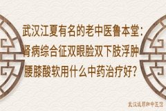 武汉江夏有名的老中医鲁本堂：肾病综合征双眼脸双下肢浮肿腰膝酸软用什