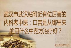 武汉市武汉站附近有位厉害的内科老中医：口苦是从哪里来的用什么中药方