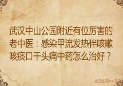 武汉中山公园附近有位厉害的老中医：感染甲流发热伴咳嗽咳痰口干头痛中