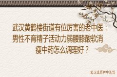 武汉黄鹤楼街道有位厉害的老中医：男性不育精子活动力弱腰膝酸软消瘦中