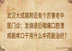 武汉大成路附近有个厉害老中医门诊：发烧退后咽痛口腔溃疡剧疼口干用什