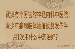 武汉有个厉害的神经内科中医院：青少年癫痫肢体抽搐反复发作半月1次用什