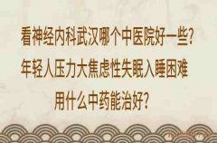 看神经内科武汉哪个中医院好一些？年轻人压力大焦虑性失眠入睡困难用什