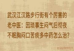 武汉江汉路步行街有个厉害的老中医：因琐事生闷气后彻夜不眠胸闷口苦痰