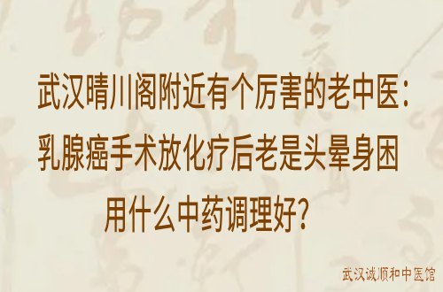 武汉晴川阁附近有个厉害的老中医：乳腺癌手术放化疗后老是头晕身困用什么中药调理好？