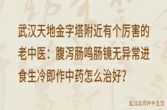 武汉天地金字塔附近有个厉害的老中医：腹泻肠鸣肠镜无异常进食生冷即作