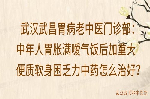 武汉武昌胃病老中医门诊部：中年人胃胀满嗳气饭后加重大便质软身困乏力中药怎么治好？