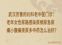 武汉厉害的妇科老中医门诊：老年女性尿路感染尿频尿急尿痛小腹痛夜尿多