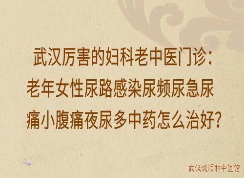 武汉厉害的妇科老中医门诊：老年女性尿路感染尿频尿急尿痛小腹痛夜尿多中药怎么治好？