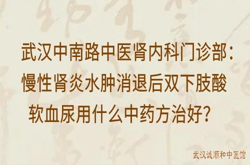 武汉中南路中医肾内科门诊部：慢性肾炎水肿消退后双下肢酸软血尿用什么中药方治好？