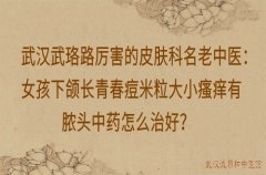 武汉武珞路厉害的皮肤科名老中医：女孩下颌长青春痘米粒大小瘙痒有脓头