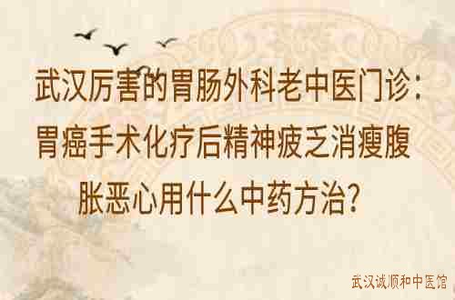 武汉厉害的胃肠外科老中医门诊：胃癌手术化疗后精神疲乏消瘦腹胀恶心用什么中药方治？