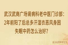 武汉武商广场肾病科老中医门诊部：2年前阳了后总多汗湿衣恶风身困失眠中
